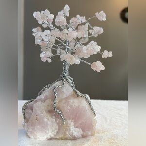Handmade Rose Quartz Crystal Tree / Gemstone Bonsai Tree Decor (Large)